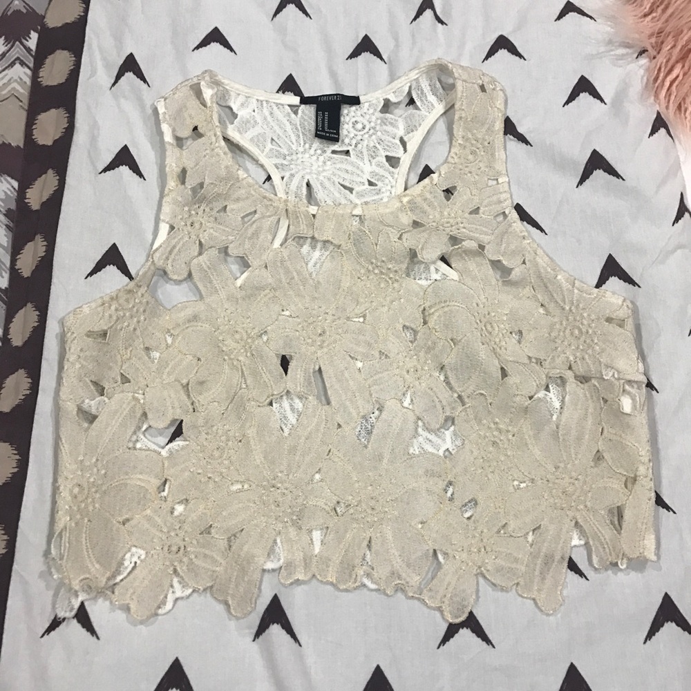 forever 21  blue life lace crop medium